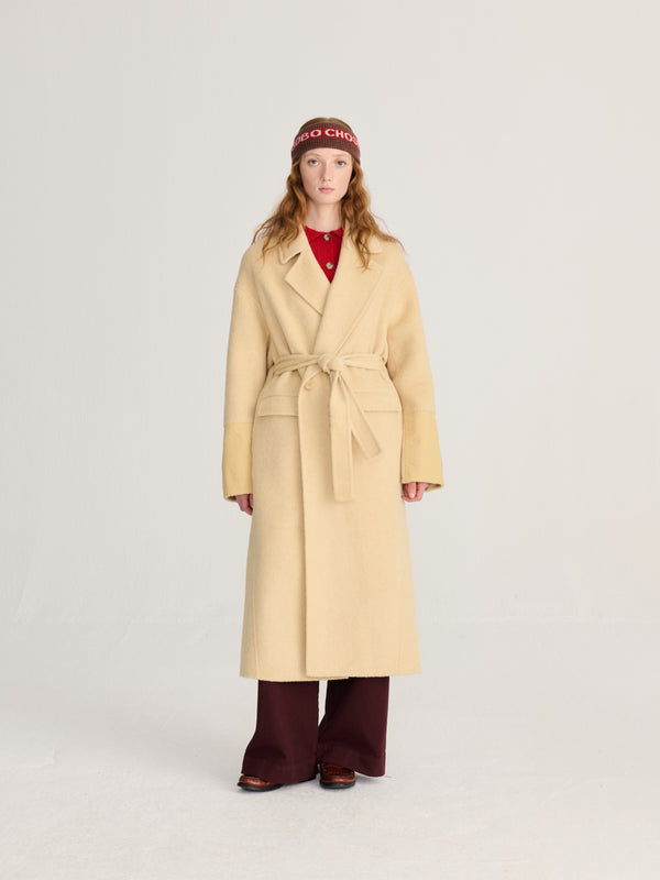 Bobo Choses Hand Made Wool Coat Light Yellow Damen Wollmantel gelb