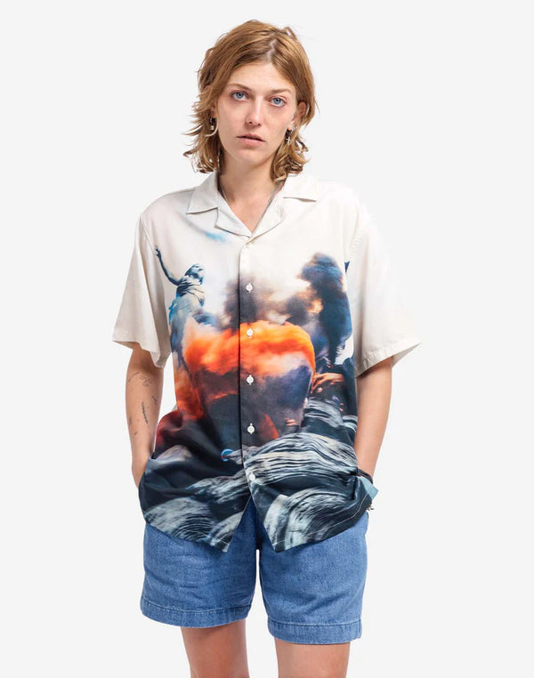 Olow Aloha Riot Off-White Shirt Kurzarm Hemd Herren creme