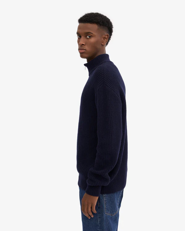 Colorful Standard Merino Quarter Zip Navy Blue Unisex Troyer blau