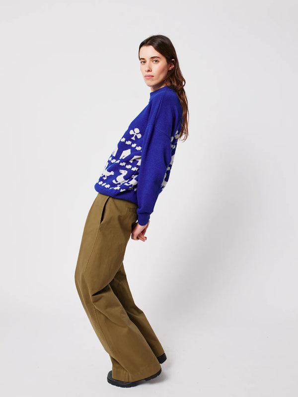 Bobo Choses Farm Oversize-Pullover Jaquard Damen blau