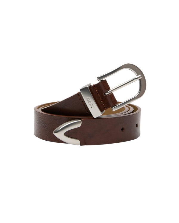 Obey Classic Leather Belt Chestnut Unisex Ledergürtel braun