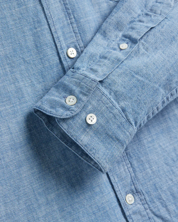 Portuguese Flannel Chambray Shirt Hemd Herren hellblau