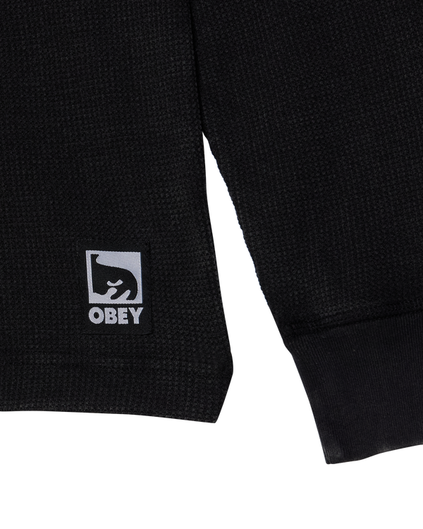 Obey Post Thermal LS Vintage Dusty Black Limo Herren Pullover schwarz