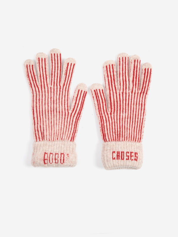 Bobo Bobo Choses Merino Wool Stripes Knitted Gloves Unisex Handschuhe Merino braun