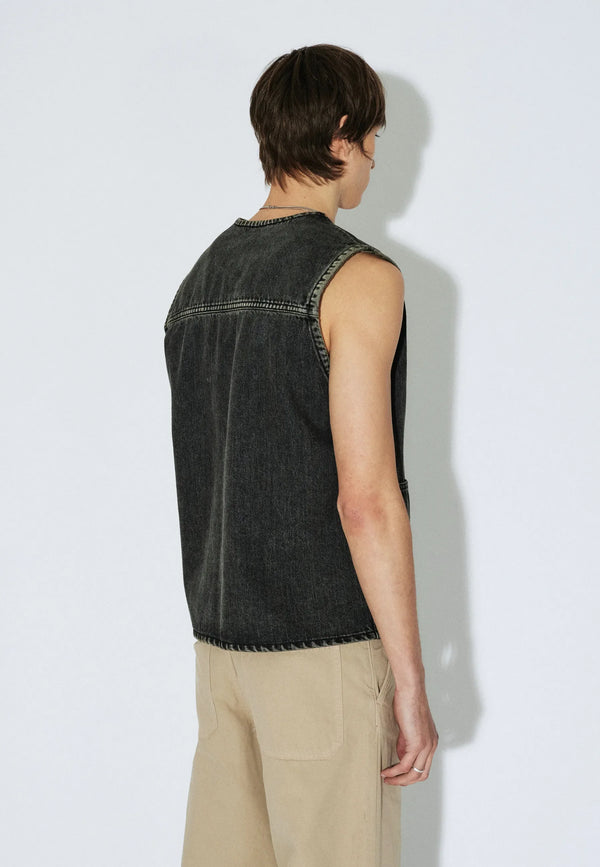 Dr. Denim Enver Worker Vest Jeans Weste Unisex Aged Black