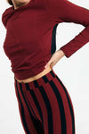 Suite13Lab Ulmo Leggings Stripe Brick Damen Hose schwarz rot