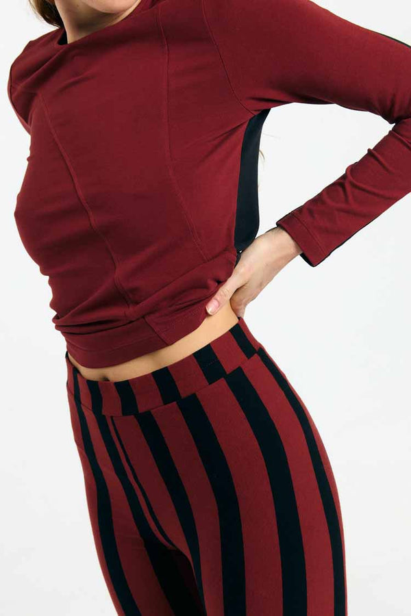 Suite13Lab Ulmo Leggings Stripe Brick Damen Hose schwarz rot