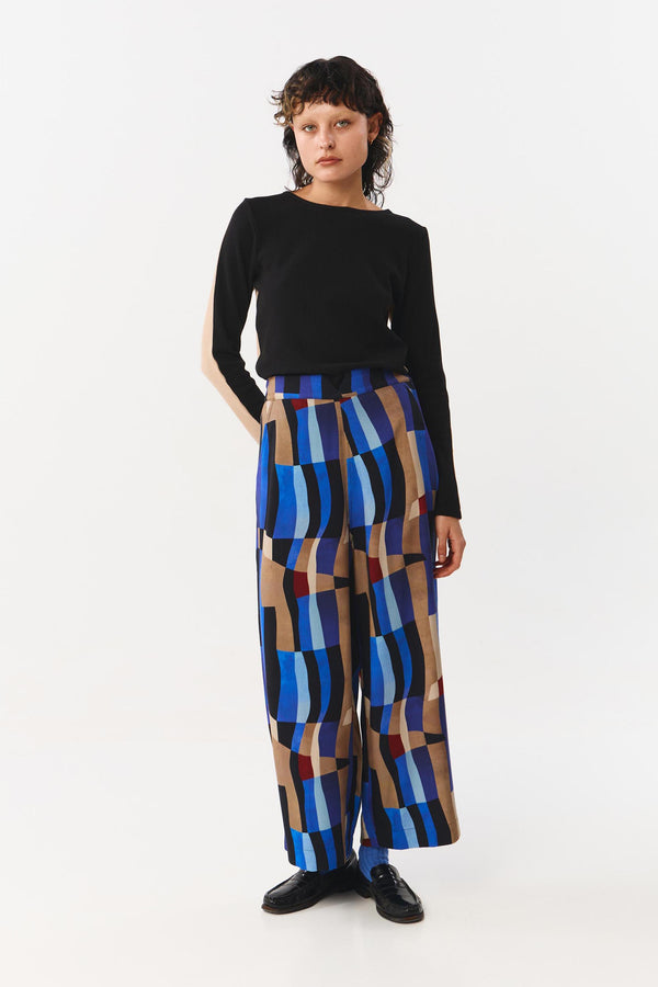 Suite 13 Makah Pants Move Print Viscose Damen Wide Leg Hose blau multi