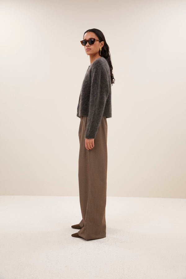By-Bar Vasile Cardigan Moss Brown Damen Strickjacke Mohair braun