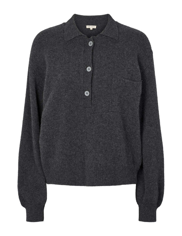 Esmé Iwona Polo Knit GOTS Damen Pullover grau