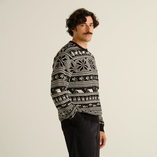 Dedicated Mora Fairisle Hike Black Herren Strickpullover schwarz ecru