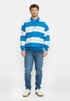 Revolution Loose Polo gestreiftes Sweatshirt Herren blau