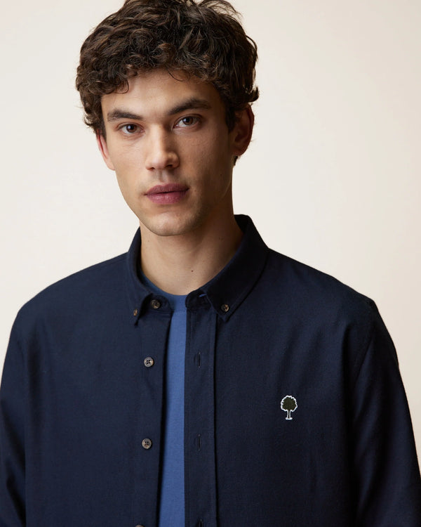 Faguo Ivoy Oxford Hemd Navy Herren Baumwolle blau