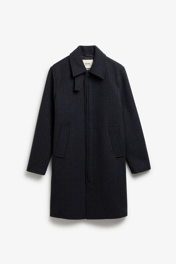 Elvine Yonatan Grey Check Herren Wollmantel kariert grau