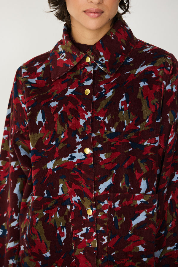 SKFK Badia Shirt Damen Oversized Cord Bluse rot braun