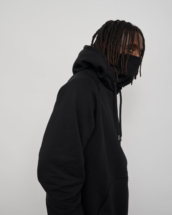 Cleptomanicx Mask Boxy Hooded Black Sweat Herren schwarz