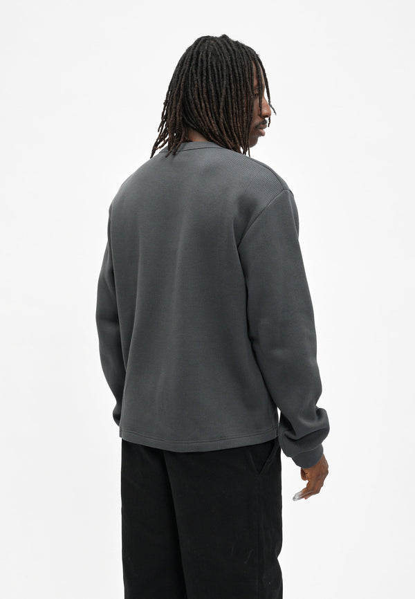 Cleptomanicx Double Crewneck Asphalt Pullover Herren grau