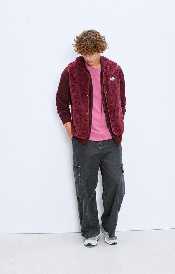American Vintage Hoktown Weste Bordeaux Melange Herren dunkelrot meliert