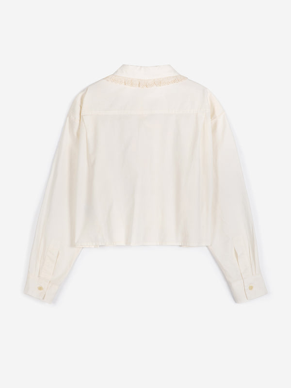 Bobo Choses Lace Ending Poplin Shirt Offwhite Damen Bluse weiß