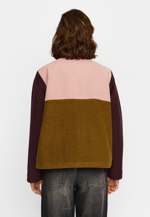 Selfhood Block Jacket Burgundy Damen Wollmix Jacke braun
