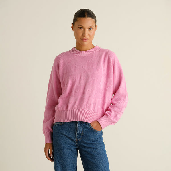 Dedicated Husie Pepita Cats Knit Moonlite Pink Damen Strickpullover pink
