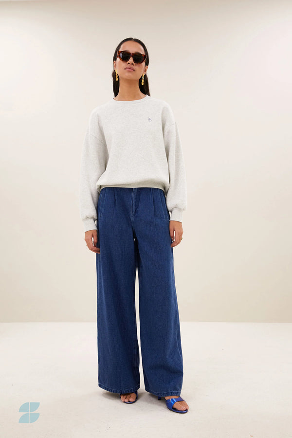 By-Bar Grey Melee Lili Amor Sweater Pullover Damen hellgrau