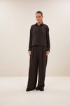 By-Bar Kris Satin Stripe Blouse Espresso Damen Viskose Bluse braun