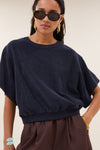 By-Bar Nuki Slub Top Midnight Damen Shirt Bio-Baumwolle dunkelblau