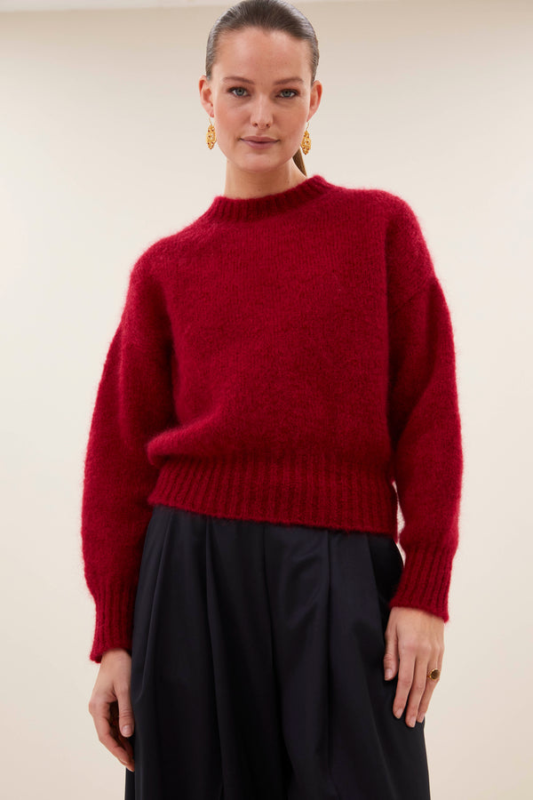 By-Bar Sonny Wine Rose Mohair Pullover Damen rot
