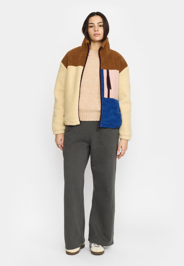 Selfhood Block Teddy Lightbrown Damen Teddyjacke braun