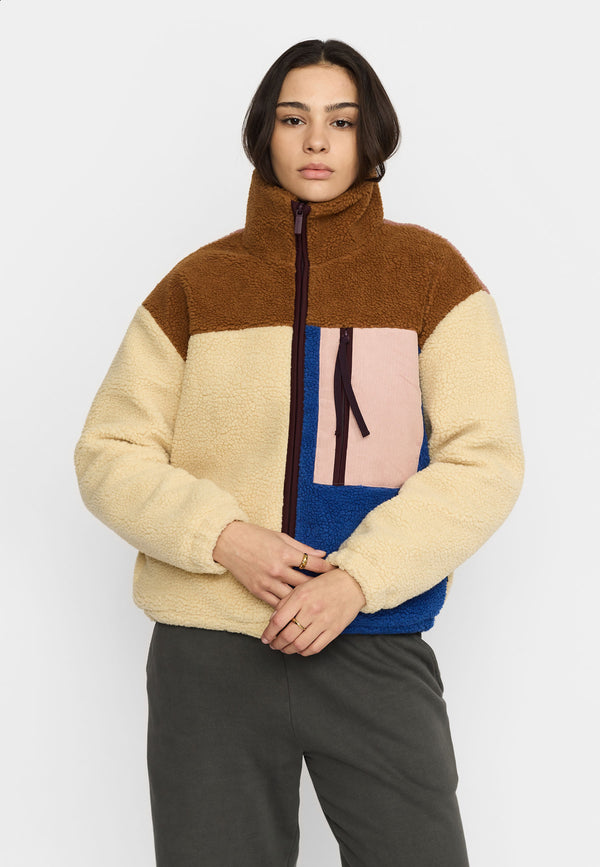 Selfhood Block Teddy Lightbrown Damen Teddyjacke braun