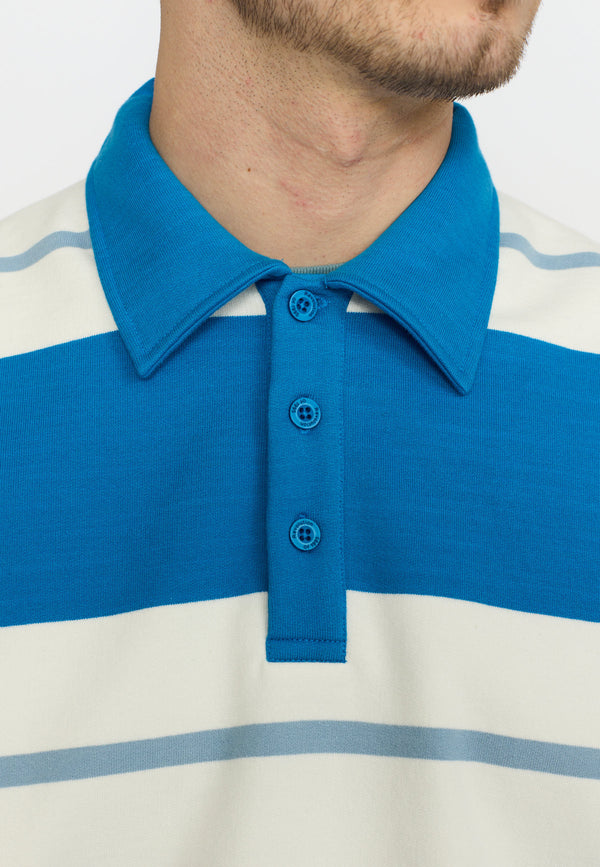 Revolution Loose Polo gestreiftes Sweatshirt Herren blau