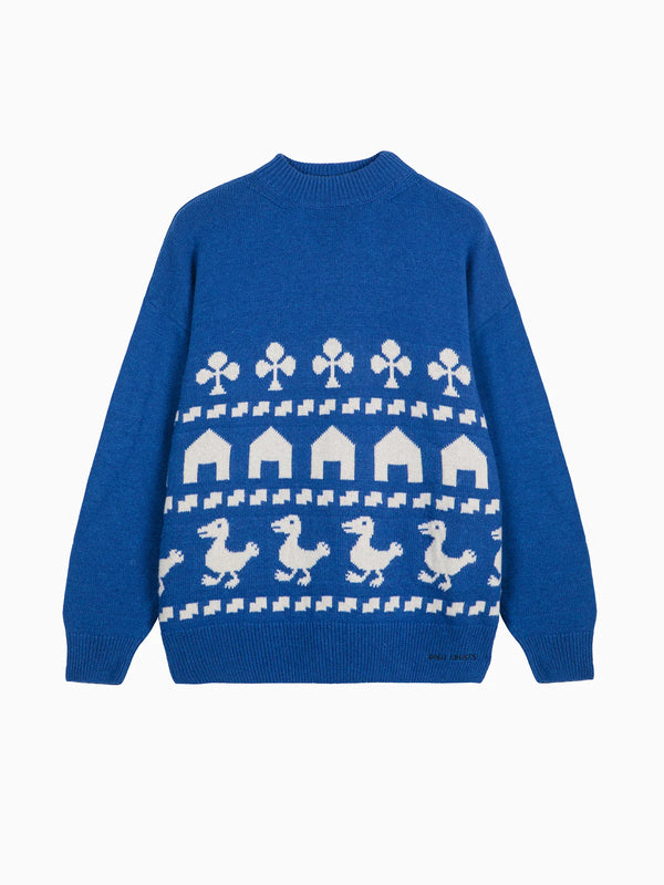 Bobo Choses Farm Oversize-Pullover Jaquard Damen blau