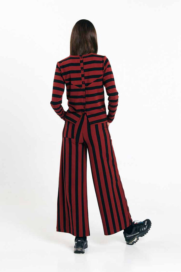 Suite13Lab Palau Pants Stripes Brick Damen Baumwolle Hose schwarz rot