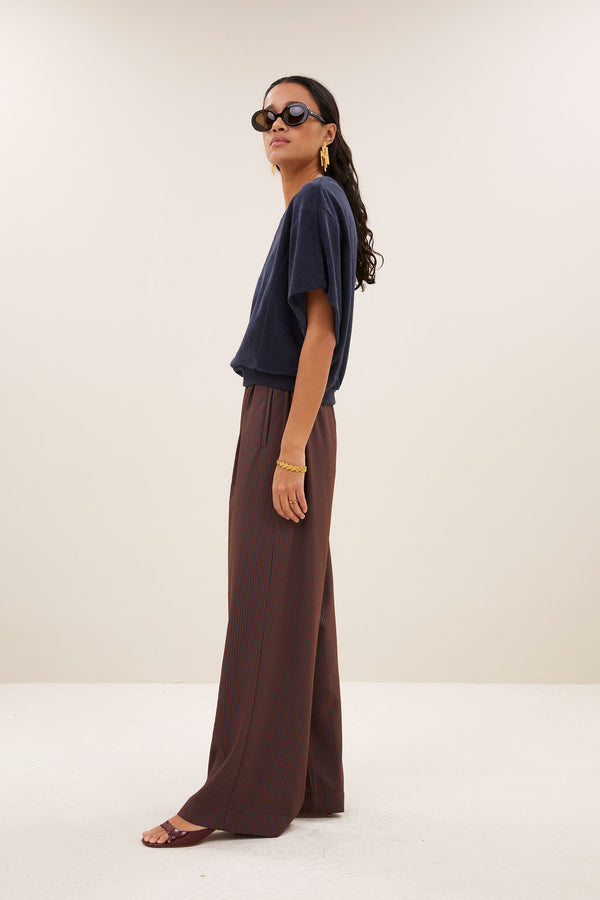 By-Bar Nuki Slub Top Midnight Damen Shirt Bio-Baumwolle dunkelblau