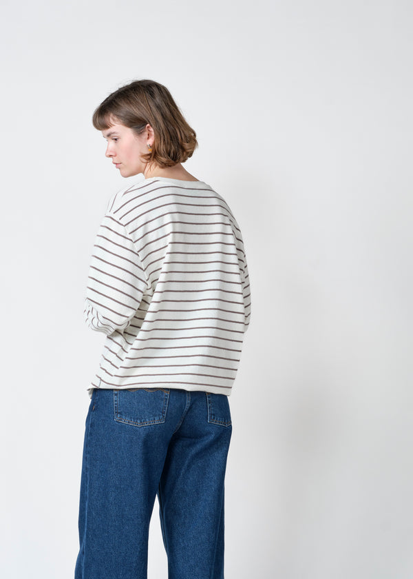 Klitmøller Paulina LS Tee Cream Taupe Damen Streifen Langarm creme