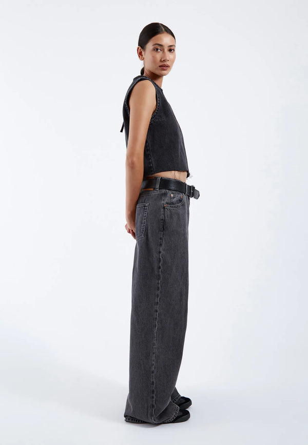 Dr. Denim Erin Top Retro Black Crop Top Denim Damen schwarz