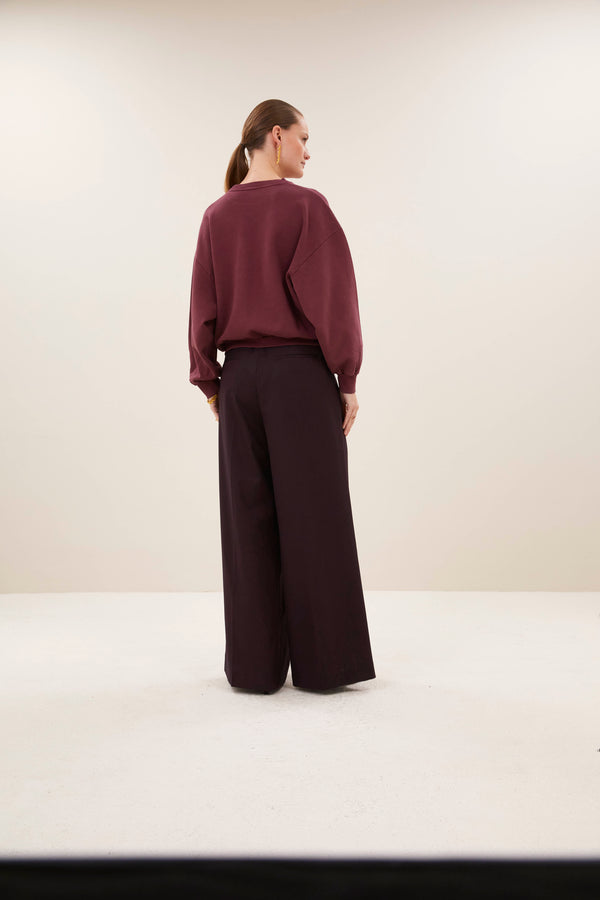 By-Bar Malyn Logo Sweater Burgundy Crush Damen Pullover rot