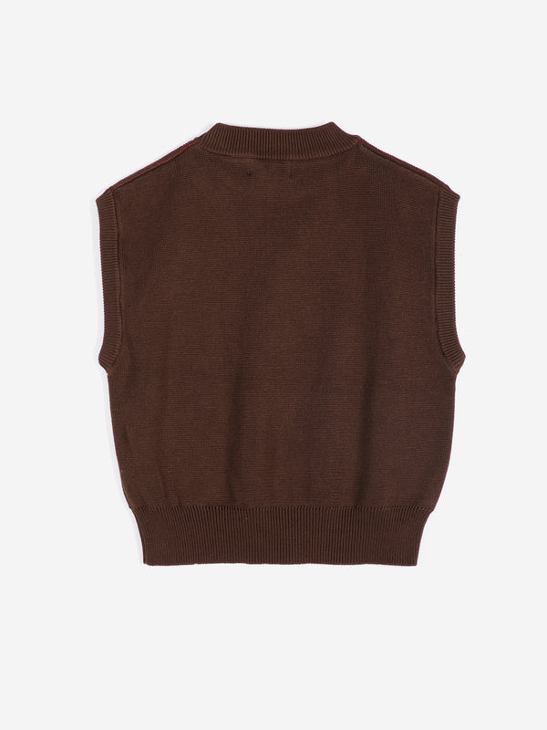 Bobo Choses Plant Seal Jacquard Organic Cotton Vest Damen Pullunder braun