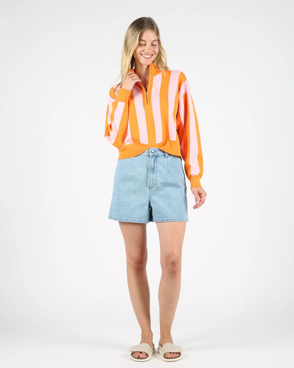 WEMOTO Manon Peach-Pink Zip Troyer Damen orange