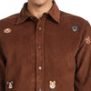 Portuguese Flannel Lobo Embroidery Shirt Brown Herren Hemd Cord braun