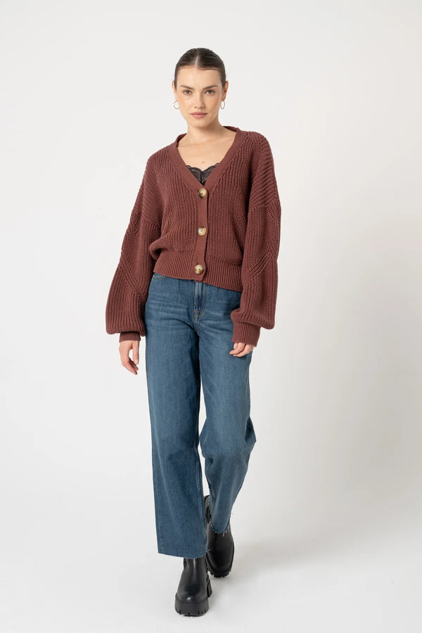 Lovjoi Cardigan Antoinett Dark Maroon Dunkelbraun