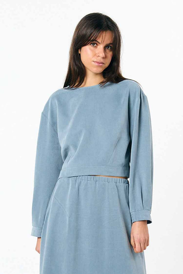 Suite13Lab Sintra Blouse Blue Gray Damen Bluse Lyocell graublau