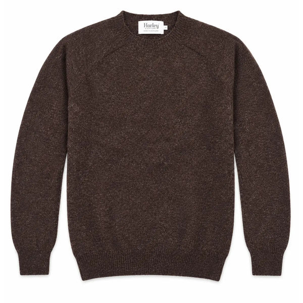 Harley of Scotland Shetland-Pullover Herren Dunkelbraun meliert