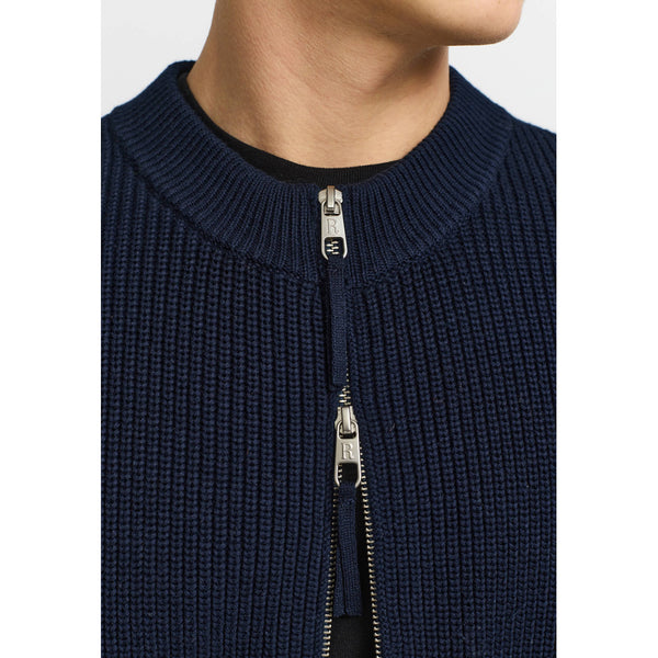 Revolution Zipped Knit Cardigan Strickjacke Herren dunkelblau