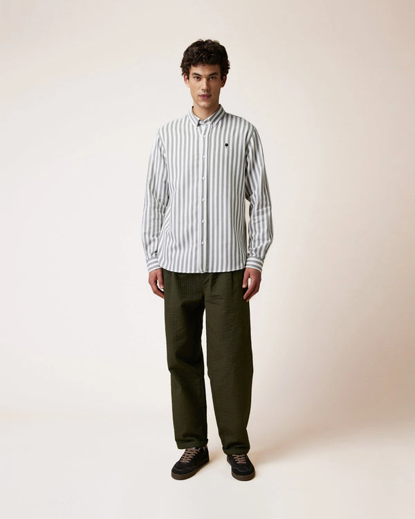 Faguo Landais Wide Leg Hose Khaki Herren Bio-Baumwolle grün