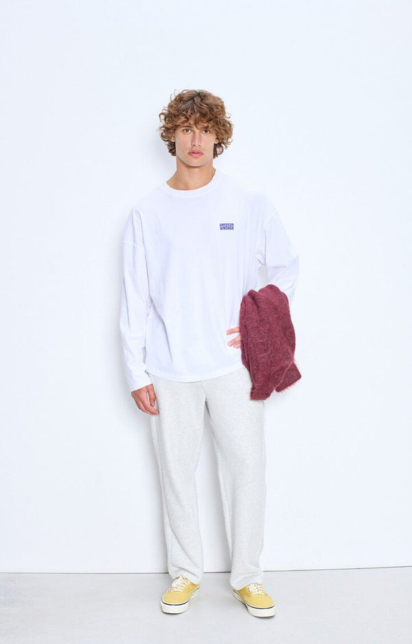 American Vintage Gixy Blanc Longsleeve Oversized Langarm-Shirt Herren Weiß