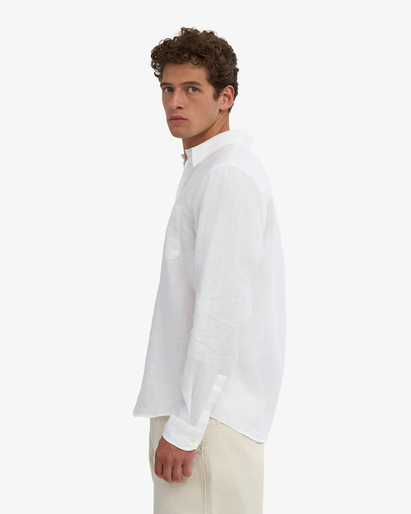 Colorful Standard Optical White Leinenhemd Herren weiss