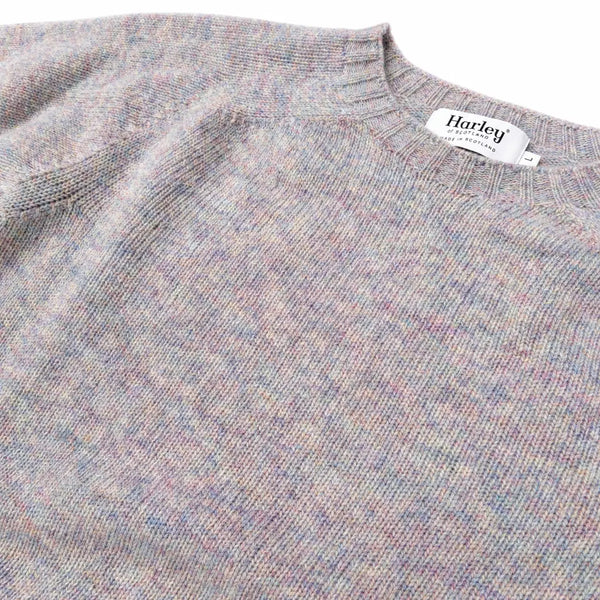 Harley of Scotland Brushed Wool Pullover Herren Hellgrau bunt meliert