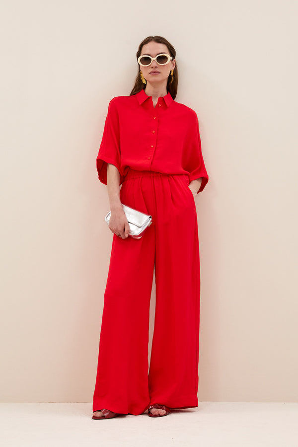 By-Bar Sunny Satin Stripe Blouse Bluse Damen rot